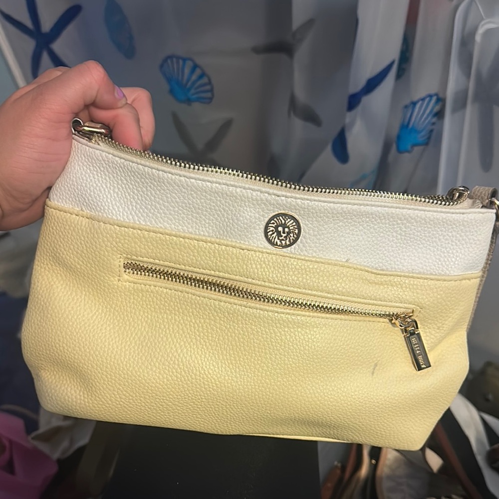 Yellow and White Crossbody Bag